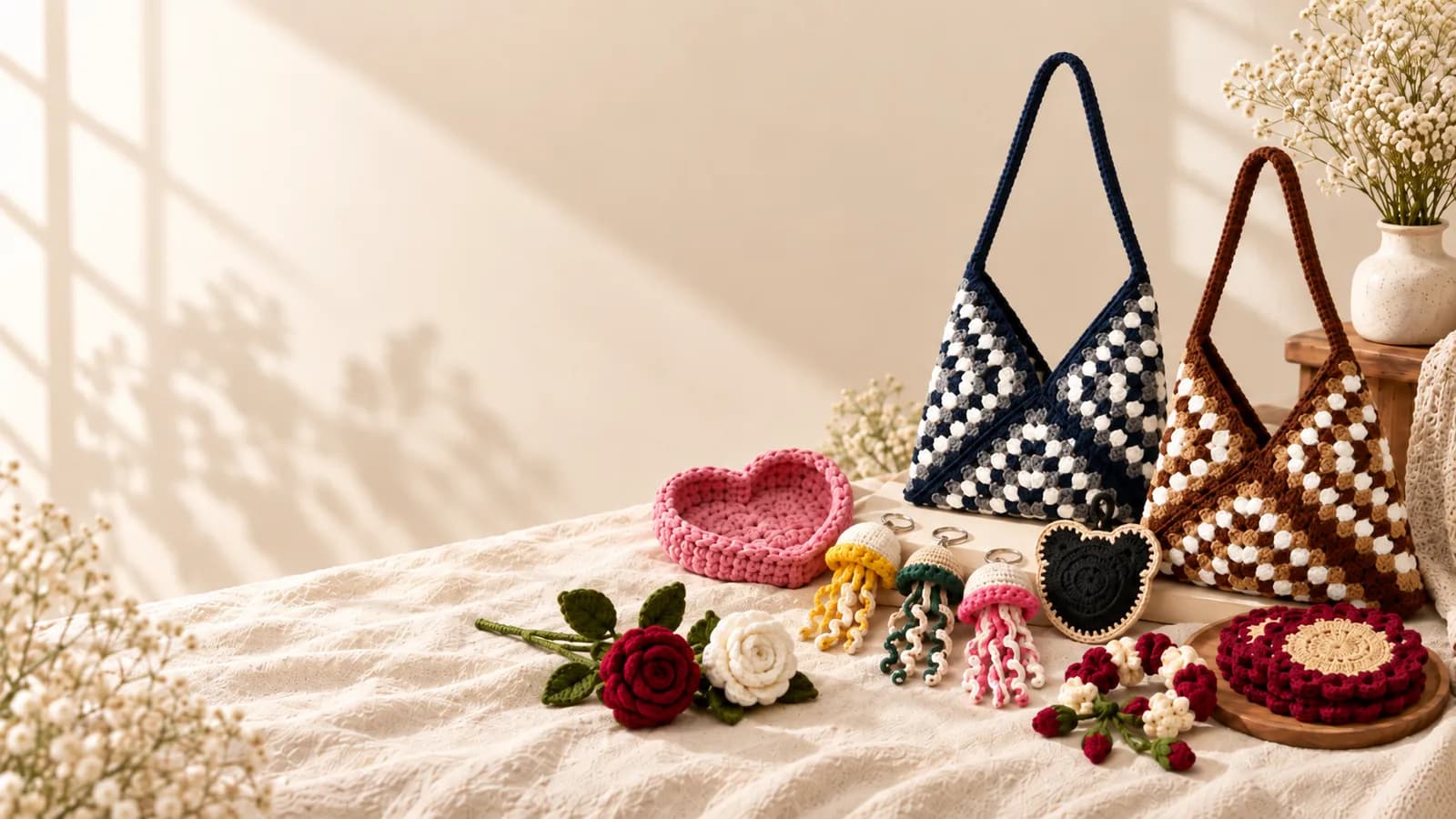 Handmade crochet pieces by Crochetwomania
